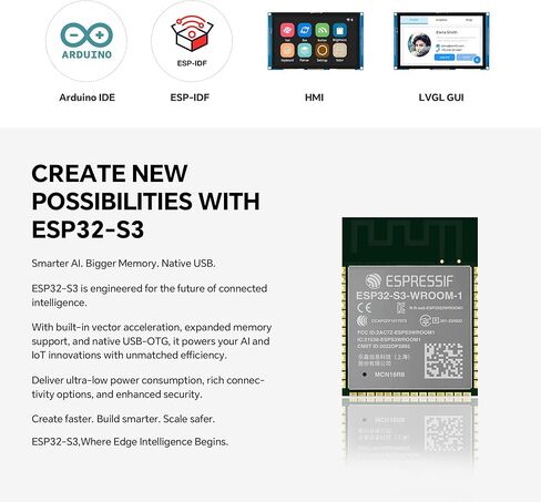 ESP32-S3 Display 4.3inch IPS 800 * 480 ESP32 Capacitive Touch Screen, Compatible with WiFi Arduino,LVGL,32-bitLX7 Dual-Core Processor, Up to 240MHz,Supports W-i-F-i&Blue-Too-th in Saudi Arabia