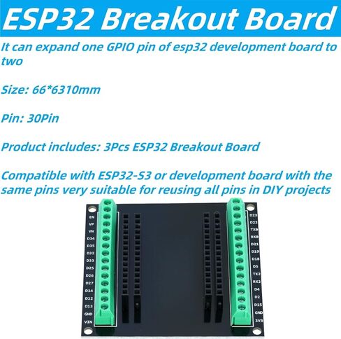 3 قطعة متوافقة مع ESP32 ESP32S 30Pin GPIO 1 إلى 2 Pin توسيع لوحة القطع لاردوينو in Kuwait