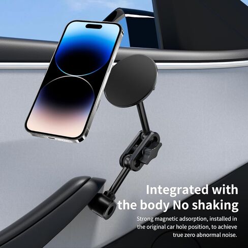 Magnetic Door-Mount Phone Holder for Tesla Model Y/3, Aluminum Alloy Construction, 4D Adjustable Car Mount with Super Magnetism, Original Hole Installation Compatible in Saudi Arabia