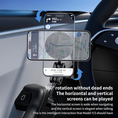 Magnetic Door-Mount Phone Holder for Tesla Model Y/3, Aluminum Alloy Construction, 4D Adjustable Car Mount with Super Magnetism, Original Hole Installation Compatible in Saudi Arabia