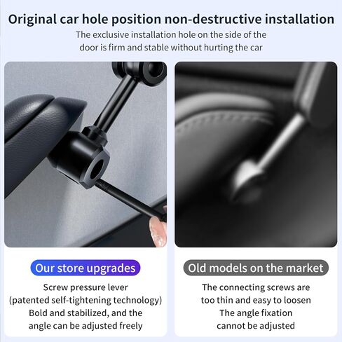 Magnetic Door-Mount Phone Holder for Tesla Model Y/3, Aluminum Alloy Construction, 4D Adjustable Car Mount with Super Magnetism, Original Hole Installation Compatible in Saudi Arabia
