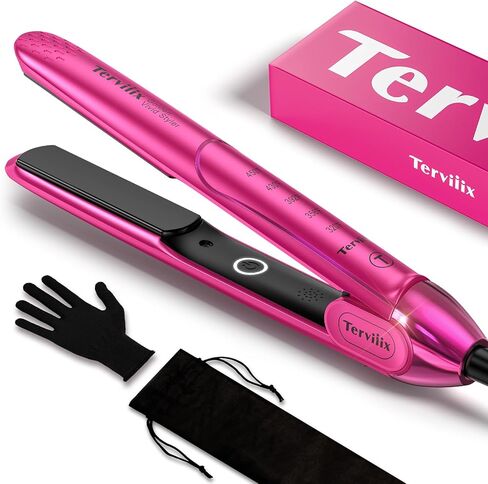 Terviiix 100% Pure Titanium Flat Iron, ARC Non-Snagging Hair Straightener for One Swipe, 24K Salon Wide Straightening Iron for Thick Hair & Black Woman Hair & Curly Hair, Dual Voltage, 1-3/4 Inch in Kuwait