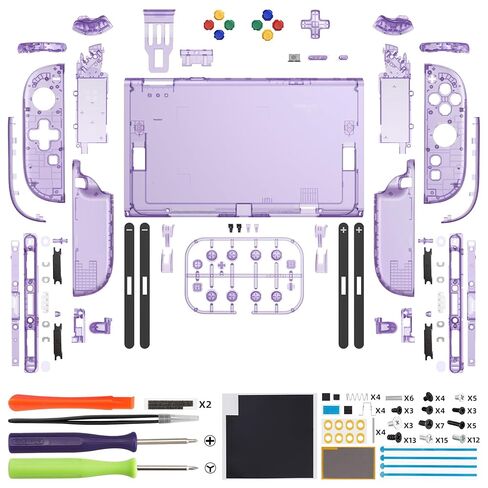 eXtremeRate DIY Replacement Shell Buttons (D-Pad Ver) for Nintendo Switch 2, Full Set Rear Back Plate Controller Housing Buttons for Switch 2 Console & Joycon 2 - Deluxe Version - Clear Atomic Purple in Saudi Arabia