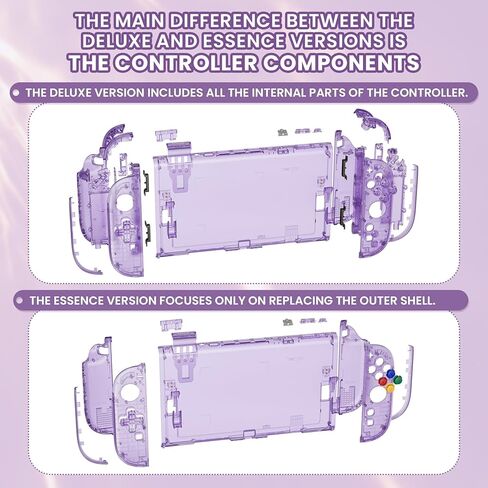 eXtremeRate DIY Replacement Shell Buttons (D-Pad Ver) for Nintendo Switch 2, Full Set Rear Back Plate Controller Housing Buttons for Switch 2 Console & Joycon 2 - Deluxe Version - Clear Atomic Purple in Saudi Arabia