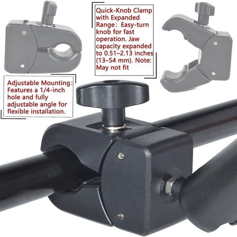 Universal Quick-Adjust Clamp with 1/4 Inch Thread Compatibility, 13-54mm Width Adjustable Grip for Camera, Light, Desk, Tactical Gear Mounting in Saudi Arabia