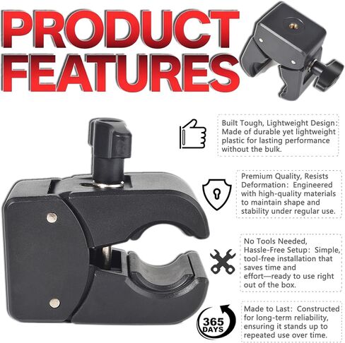 Universal Quick-Adjust Clamp with 1/4 Inch Thread Compatibility, 13-54mm Width Adjustable Grip for Camera, Light, Desk, Tactical Gear Mounting in Saudi Arabia