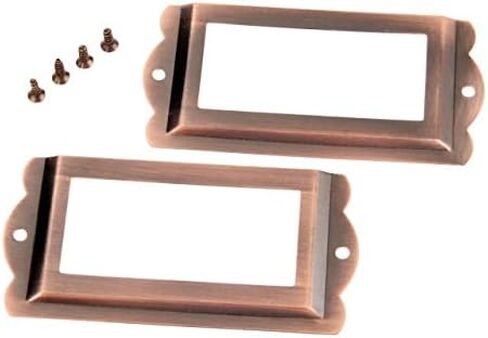 Cabinet Drawer Handle 2Pcs 85x42mm Antique Furniture Label Pull Frame Handle File Name Card Holder for Cabinet Drawer Wood Box Case Bin with Screws(Color B) in Saudi Arabia