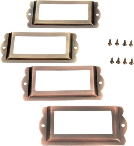 Cabinet Drawer Handle 2Pcs 85x42mm Antique Furniture Label Pull Frame Handle File Name Card Holder for Cabinet Drawer Wood Box Case Bin with Screws(Color B) in Saudi Arabia