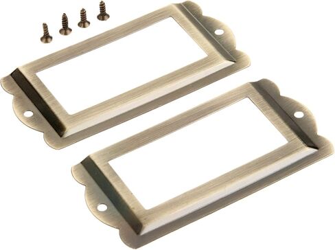 Cabinet Drawer Handle 2Pcs 85x42mm Antique Furniture Label Pull Frame Handle File Name Card Holder for Cabinet Drawer Wood Box Case Bin with Screws(Color B) in Saudi Arabia