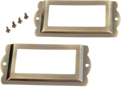 Cabinet Drawer Handle 2Pcs 85x42mm Antique Furniture Label Pull Frame Handle File Name Card Holder for Cabinet Drawer Wood Box Case Bin with Screws(Color B) in Saudi Arabia
