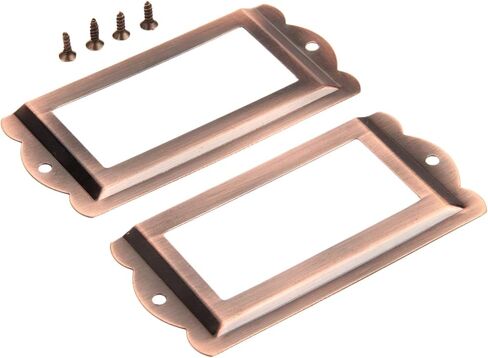 Cabinet Drawer Handle 2Pcs 85x42mm Antique Furniture Label Pull Frame Handle File Name Card Holder for Cabinet Drawer Wood Box Case Bin with Screws(Color B) in Saudi Arabia