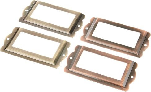 Cabinet Drawer Handle 2Pcs 85x42mm Antique Furniture Label Pull Frame Handle File Name Card Holder for Cabinet Drawer Wood Box Case Bin with Screws(Color B) in Saudi Arabia