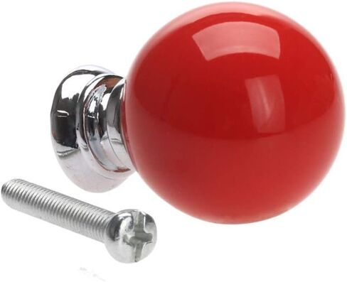 Cabinet Drawer Handle 1Pc Round Ceramic Furniture Knobs and Pulls for Cabinet Wardrobe Drawer Closet Cupboard Kitchen Handles Pull Furniture Fittings(Red) in Saudi Arabia