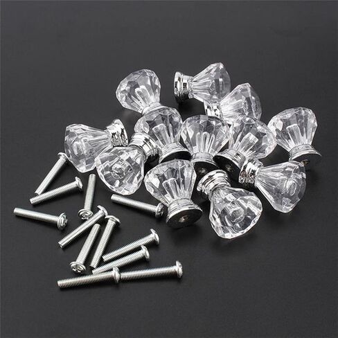 Cabinet Drawer Handle 25mm 10 Pack Tranparent Acrylic Kitchen Door Knobs Clear Drawer Cabinet Dresser Cupboard Pull Handle Bedroom Dropping in Saudi Arabia