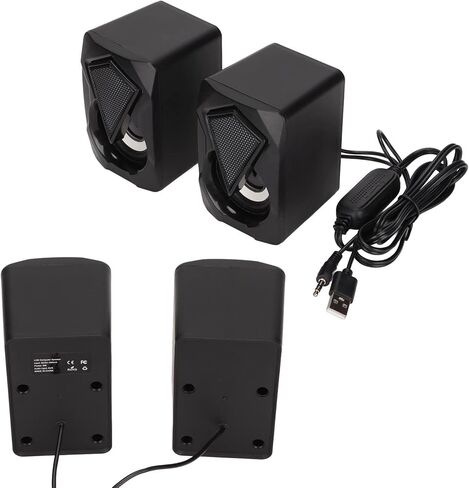 X2 مكبر صوت صغير لسطح المكتب، مصابيح LED ملونة RGB، سماعات كمبيوتر محمولة تعمل بمنفذ USB مع مدخل Aux 3.5 مم، للكمبيوتر المكتبي المنزلي والكمبيوتر المحمول والكمبيوتر اللوحي in Kuwait
