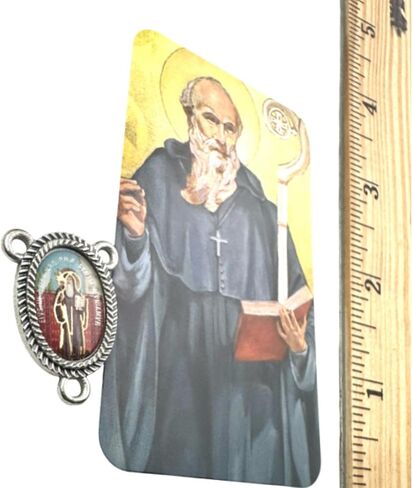 Westmon Works St Benedict Rosary Centerpiece from Italy Metal Center with USA Made Prayer Card in Saudi Arabia