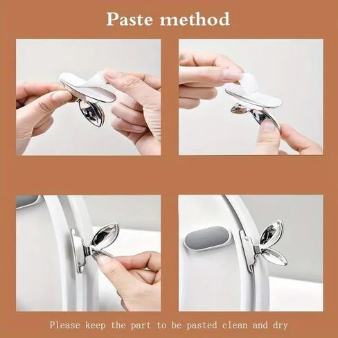 2PCS Toilet Seat Lifters Hygienic Adhesive Handle Hook Reduce Touch For Home Bathroom Office Public Restrooms Hands Clean, Silvery in Saudi Arabia