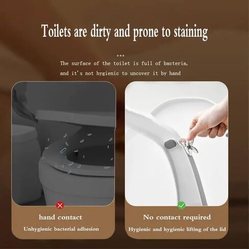 2PCS Toilet Seat Lifters Hygienic Adhesive Handle Hook Reduce Touch For Home Bathroom Office Public Restrooms Hands Clean, Silvery in Saudi Arabia