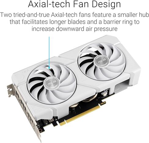 ASUS Dual GeForce RTX™ 4060 Ti EVO White OC Edition 8GB GDDR6 (PCIe 4.0، 8GB GDDR6، DLSS 3، HDMI 2.1a، DisplayPort 1.4a، تصميم مروحة Axial-tech، تقنية 0dB، لوحة خلفية واقية، تكنولوجيا Auto-Extreme) in Saudi Arabia