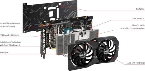 بطاقة رسومات الألعاب ASUS ROG Strix GeForce GTX 1660 Super Advanced 6GB Edition GDDR6 HDMI 2.0 DP 1.4 (ROG-STRIX-GTX1660S-A6G-GAMING) (متجددة) in Saudi Arabia