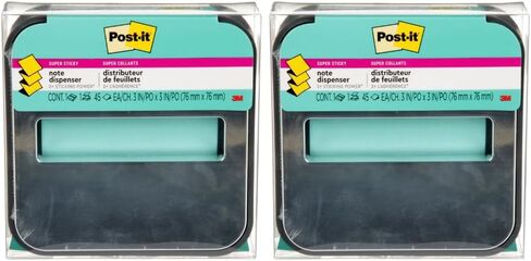 Post-it Note Dispenser with Post-it Pop-up Notes, Black Base with Steel Top, 1 Aqua Splash 3 in. x 3 in. Super Sticky Note Pad, Classroom or Office Supplies in Saudi Arabia