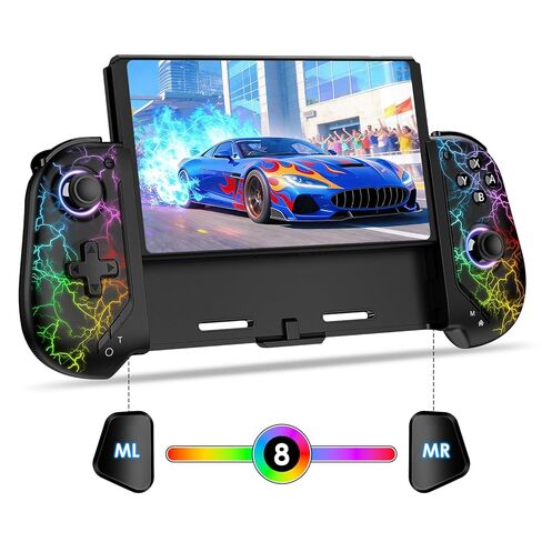 وحدات تحكم ewnol Switch لجهاز Nintendo Switch/OLED، لوحة تحكم محمولة من قطعة واحدة، وحدة تحكم Switch Pro مع عصا تحكم بتأثير Hall، أزرار حساسة، 8 مصابيح RGB - إضاءة in Kuwait