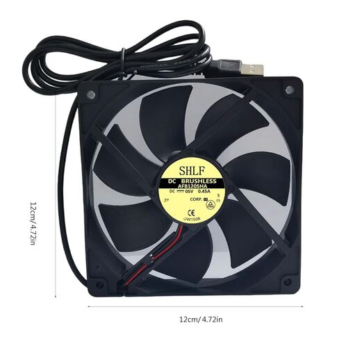 مروحة كمبيوتر USB، محرك بدون فرشاة 5 فولت، مشعاع تبريد أسود مقاس 12 سم مع محامل كروية طويلة الأمد للكمبيوتر الشخصي in Kuwait