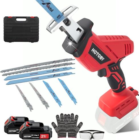 Reciprocating Saw, Cordless, Electric Reciprocating Saw with 2 Batteries, Includeds 8 Blades Kit, Tool-free Blade Change, Variable Speed, Multi-Purpose, For DIY Wood Metal PVC Cutting (Orange) in Saudi Arabia