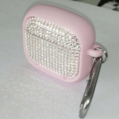 حافظة بلينغ حجر الراين لـ AirPods 3rd مع سلسلة مفاتيح معدنية، عالية الجودة مصنوعة يدويًا من السيليكون الناعم + غطاء واقٍ صلب من البولي كربونات، متوافق مع حافظة شحن Apple AirPods الجيل الثالث in Kuwait