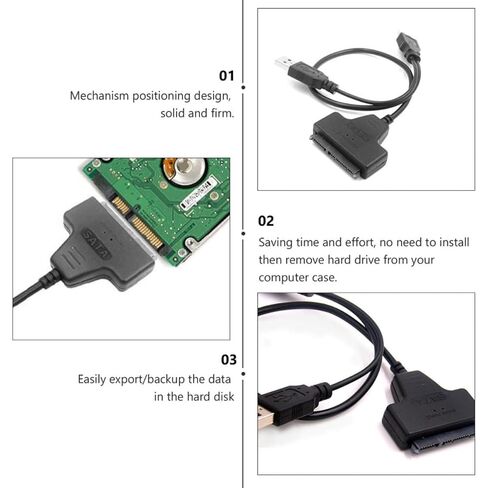 5-Inch Serial ATA Hard Disk Data Cable USB to Serial ATA Easy Connection External Hard Drive Adapter Converter for Laptop Computer with USB Power Supply 2pcs in Saudi Arabia