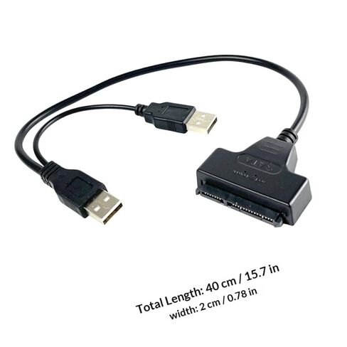 كابل بيانات محرك الأقراص الصلبة USB إلى Serial ATA سلك محول 2.5 بوصة مع مصدر طاقة USB، موصل قرص صلب خارجي لتوسيع تخزين الكمبيوتر والكمبيوتر المحمول، قطعتان in Kuwait