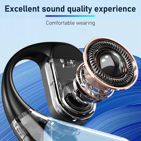 Earhook Earphone, Lightweight Wireless Headset with 180 Degree Rotating Axes and DT40 Directional Sound Technology, for Gaming Video Calls and Long Time Wearing Comfort (Black) in Kuwait