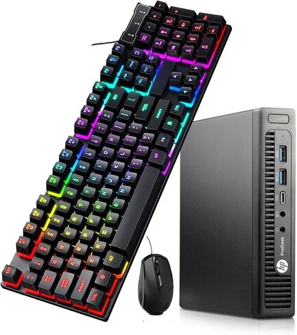 كمبيوتر HP Mini PC Desktop 600 G2، كمبيوتر صغير ProDesk 600G2، معالج Intel Core الجيل السادس، ذاكرة وصول عشوائي 16 جيجابايت، 256 جيجابايت SSD، لوحة مفاتيح وماوس، Windows 11 Pro (متجدد) in Kuwait