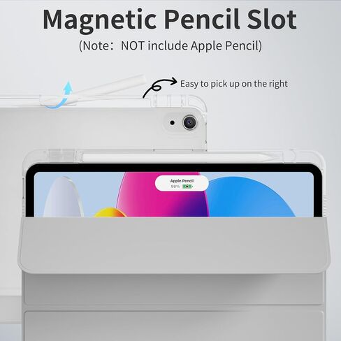حافظة رفيعة لجهاز iPad Air 11 بوصة M3/M2 2025/2024، iPad Air الجيل الخامس 2022 / الجيل الرابع 2020 10.9 بوصة، غطاء خلفي شفاف من البولي كربونات مع حامل أقلام، تنبيه/غفو تلقائي، رمادي in Kuwait