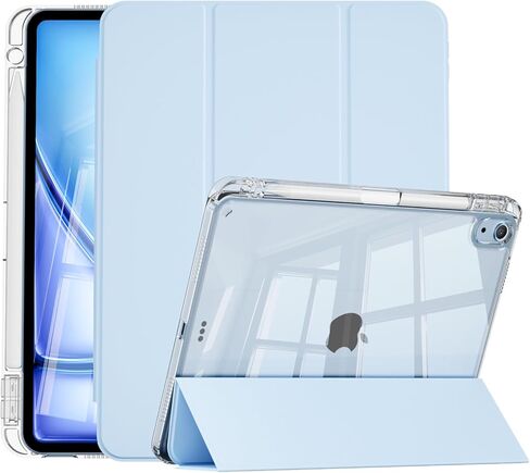 حافظة رفيعة لجهاز iPad Air 11 بوصة M3/M2 2025/2024، iPad Air الجيل الخامس 2022 / الجيل الرابع 2020 10.9 بوصة، غطاء خلفي شفاف من البولي كربونات مع حامل أقلام، تنبيه/غفو تلقائي، رمادي in Kuwait