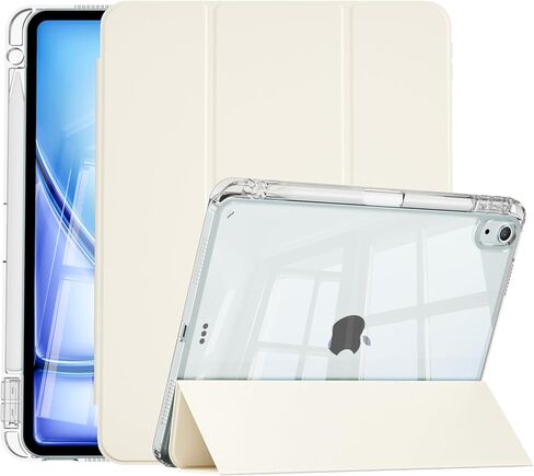 حافظة رفيعة لجهاز iPad Air 11 بوصة M3/M2 2025/2024، iPad Air الجيل الخامس 2022 / الجيل الرابع 2020 10.9 بوصة، غطاء خلفي شفاف من البولي كربونات مع حامل أقلام، تنبيه/غفو تلقائي، رمادي in Kuwait