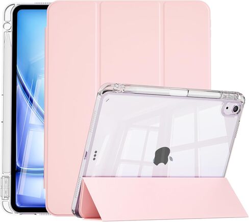 حافظة رفيعة لجهاز iPad Air 11 بوصة M3/M2 2025/2024، iPad Air الجيل الخامس 2022 / الجيل الرابع 2020 10.9 بوصة، غطاء خلفي شفاف من البولي كربونات مع حامل أقلام، تنبيه/غفو تلقائي، رمادي in Kuwait
