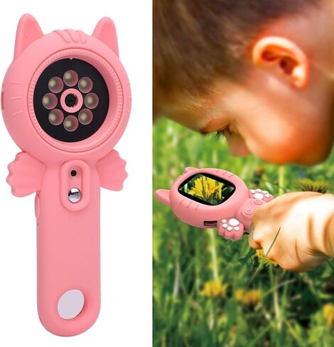 Handheld Digital Microscope Camera 16x Magnification 4X Zoom 2 Inch Screen 1080P Pocket Magnifying Glass Photo Video Recording (Pink) in Saudi Arabia