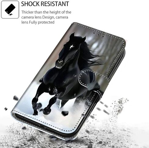 Case Wallet for Google Pixel 9a, with [3 Card Slots], Kickstand Magnetic Closure PU Leather Shockproof Protective Flip Cover 2025, Snow and Horses in Saudi Arabia