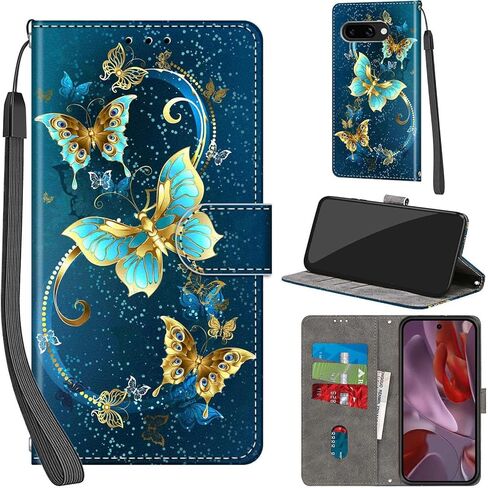 Case Wallet for Google Pixel 9a, with [3 Card Slots], Kickstand Magnetic Closure PU Leather Shockproof Protective Flip Cover 2025, Snow and Horses in Saudi Arabia