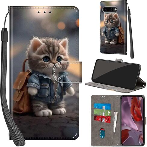 Case Wallet for Google Pixel 9a, with [3 Card Slots], Kickstand Magnetic Closure PU Leather Shockproof Protective Flip Cover 2025, Snow and Horses in Saudi Arabia