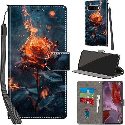 Case Wallet for Google Pixel 9a, with [3 Card Slots], Kickstand Magnetic Closure PU Leather Shockproof Protective Flip Cover 2025, Snow and Horses in Saudi Arabia