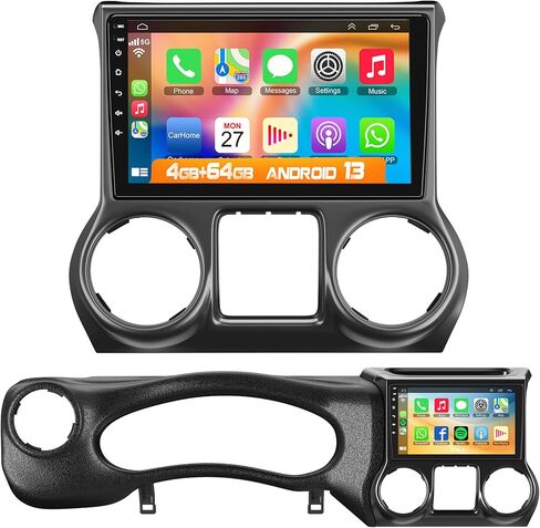 Android 13 Car Radio Stereo for Jeep Wrangler 2015-2017, Wireless Carplay&Android Auto Radio with 4G+64G Support Bluetooth/Voice Control/GPS/WiFi/Back-up Camera/SWC/FM, 10 Inch QLED Touch Screen in Saudi Arabia