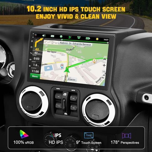 Android 13 Car Radio Stereo for Jeep Wrangler 2015-2017, Wireless Carplay&Android Auto Radio with 4G+64G Support Bluetooth/Voice Control/GPS/WiFi/Back-up Camera/SWC/FM, 10 Inch QLED Touch Screen in Saudi Arabia
