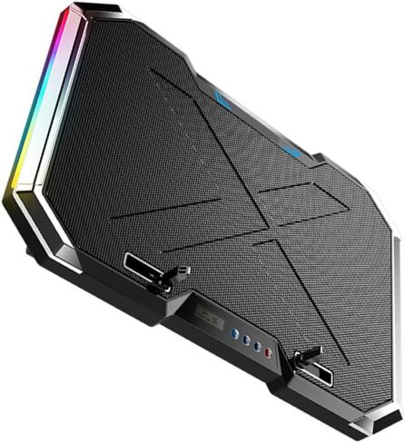 RGB Touch Control Laptop Cooling Pad Colorful LED Lights Adjustable Height Portable Design for Gaming and Work Compatible Laptop Sizes in Saudi Arabia