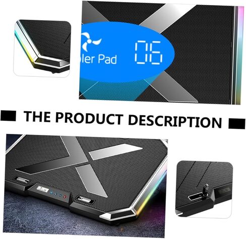 RGB Touch Control Laptop Cooling Pad Colorful LED Lights Adjustable Height Portable Design for Gaming and Work Compatible Laptop Sizes in Saudi Arabia