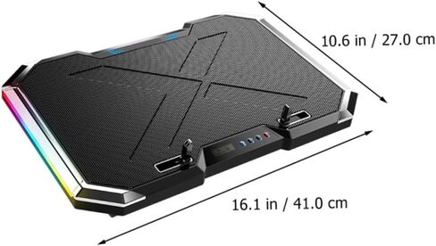 RGB Touch Control Laptop Cooling Pad Colorful LED Lights Adjustable Height Portable Design for Gaming and Work Compatible Laptop Sizes in Saudi Arabia