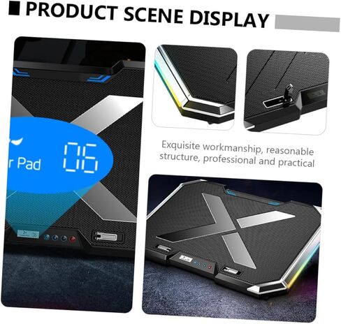 RGB Touch Control Laptop Cooling Pad Colorful LED Lights Adjustable Height Portable Design for Gaming and Work Compatible Laptop Sizes in Saudi Arabia