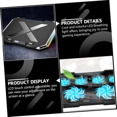 RGB Touch Control Laptop Cooling Pad Colorful LED Lights Adjustable Height Portable Design for Gaming and Work Compatible Laptop Sizes in Saudi Arabia
