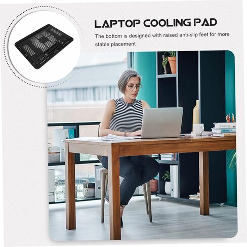 وسادة تبريد للكمبيوتر المحمول، مراوح USB مزدوجة، ارتفاع قابل للتعديل، حامل حامل للكمبيوتر المحمول، تبديد الحرارة للاستخدام المكتبي in Kuwait